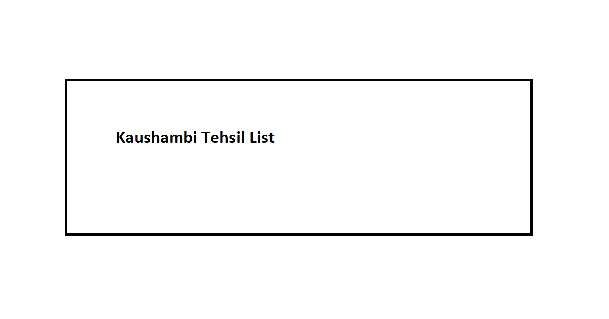 Kaushambi Tehsil List